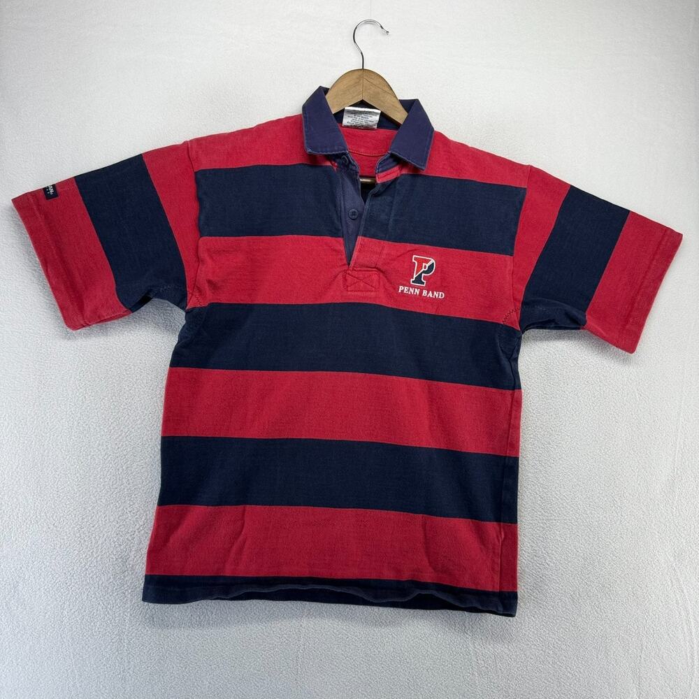 Vintage Penn University Rugby Shirt Men's medium Blue Red Barbarian band 90s